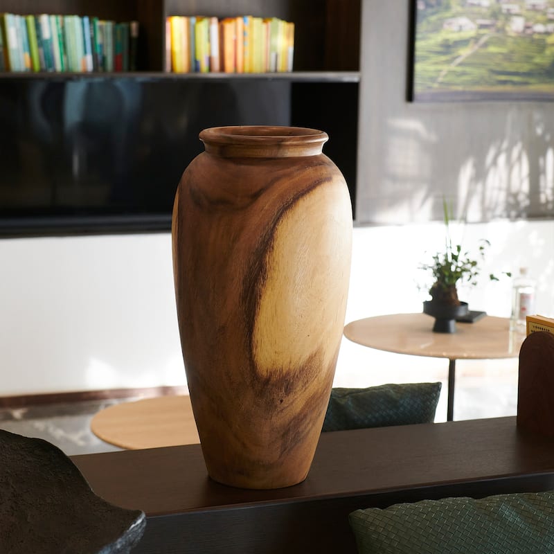Natural Grain Suar Wood Decorative Vase