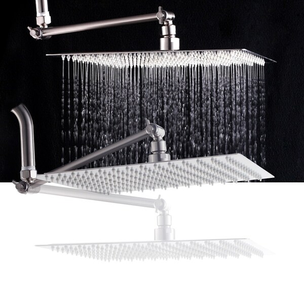 8" Stainless Steel Shower Head Rainfall With Wall Extension Arm Brushed Nickel 