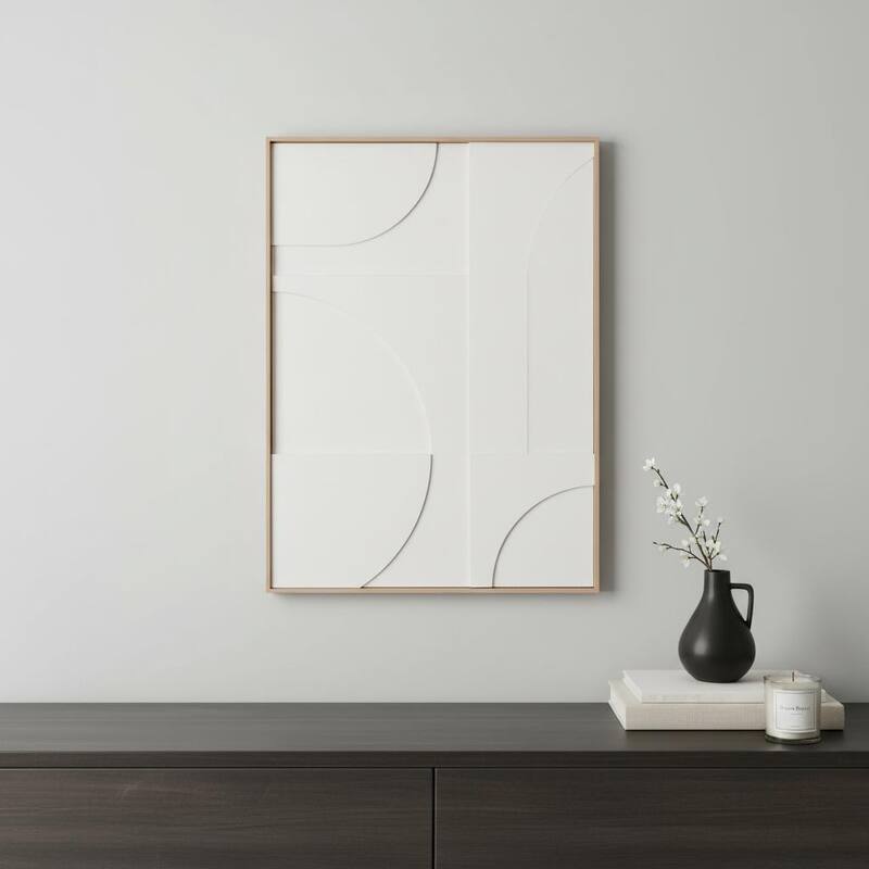 HomeRoots Modern Geo Shapes Brown Shadowbox Wall Art - 22.00 in. x 30.00 in.  x 2.00 in.