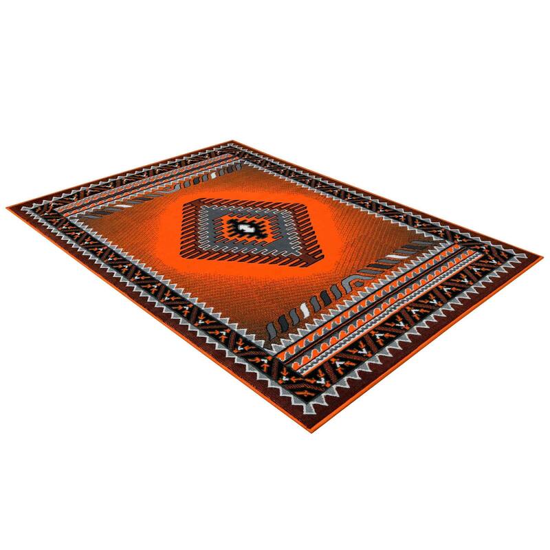 HR Traditional southwestern Area Rugs Orange Gray and Black On Sale Bed Bath & Beyond 36370352