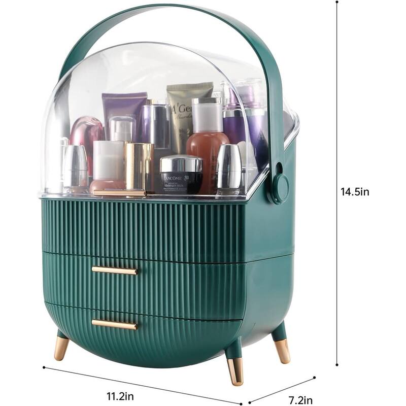 Makeup Organizer,Cosmetics Display Case With 2-Layer Storage Box - 11.2*7.2*14.5in,
