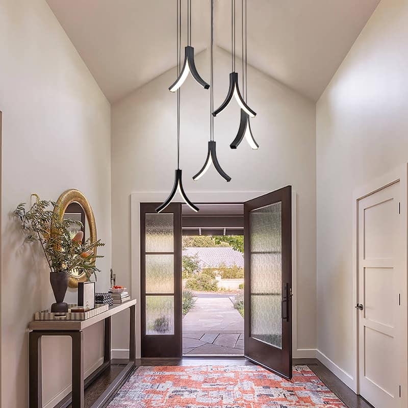 5-Light LED Chandelier Black Chandelier - N/A