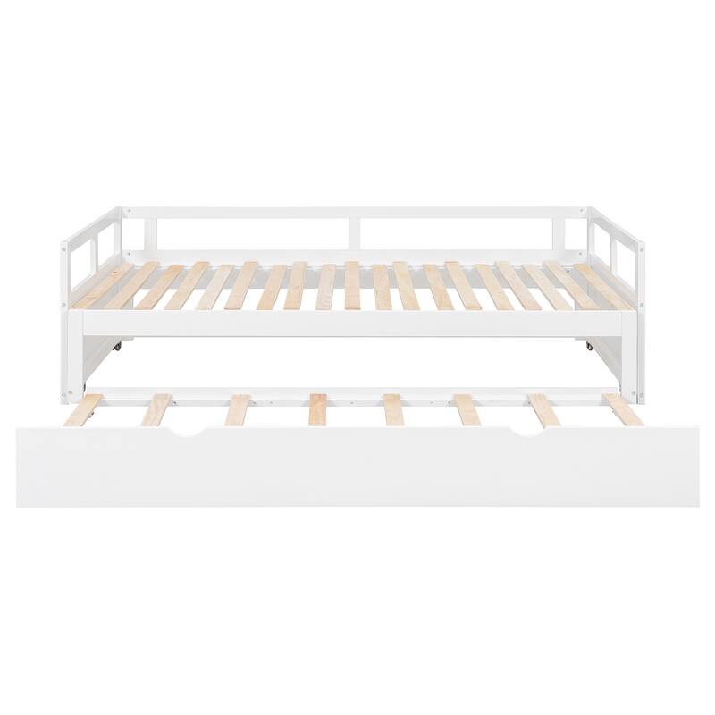 Wooden Daybed with Pull-Out Trundle, Expandable from Twin to King