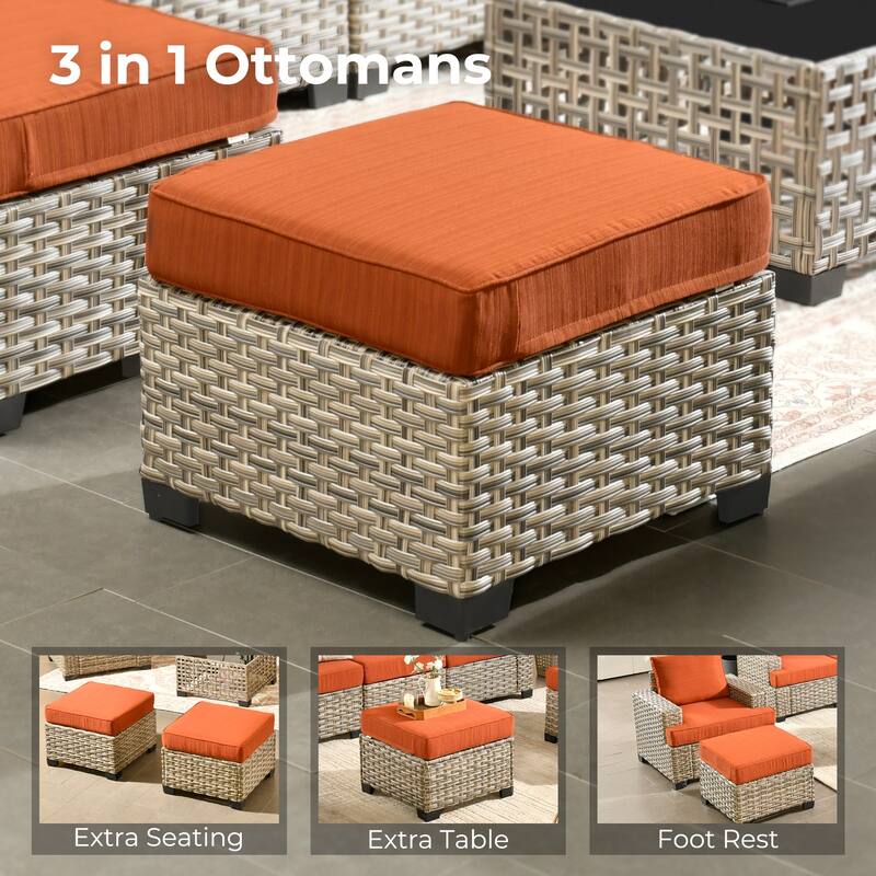 HOOOWOOO 8-piece Outdoor Wicker Patio Furniture Set with Coffee Table