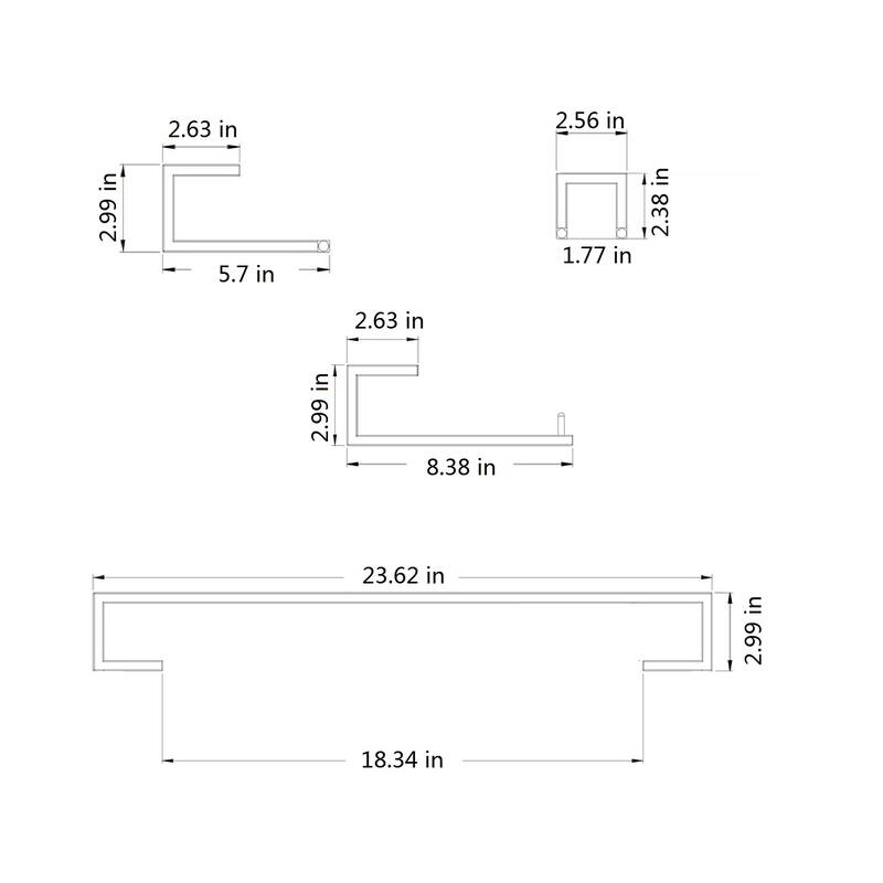 Interbath 4-Piece Bath Hardware Set with Towel Bar, Robe hook, Toilet Paper Holder and hand towel holder