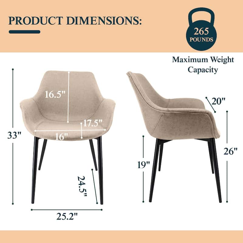 Markley Leather Dining Chair with Iron Legs Set of 4 Modern Accent Armchair