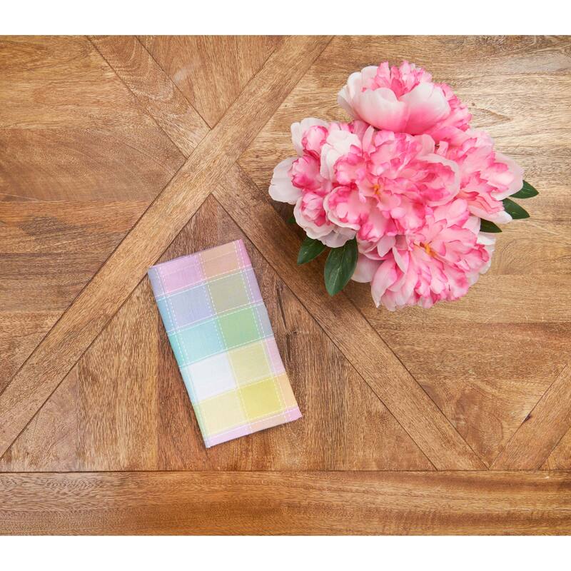 Hana Color Block Plaid Napkin Set of 6 - Multicolored