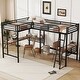preview thumbnail 4 of 11, Industrial Design L-shaped Twin Metal Loft Bed with Two Built-in Desks