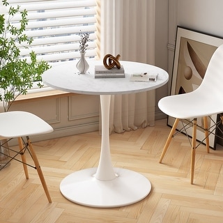 32" Modern Round Dining Table with Metal Base - Bed Bath & Beyond ...