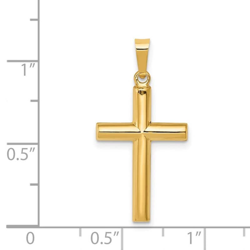 Curata 14k Yellow Gold 18" Hollow Puffed Cross Necklace- 20x14mm