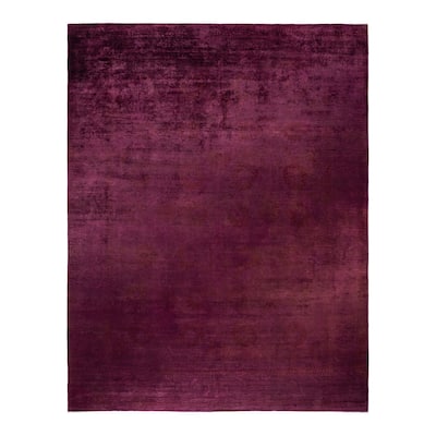 Overton Hand Knotted Wool Vintage Inspired Modern Contemporary Overdyed Red Area Rug - 12' 0" x 14' 10"