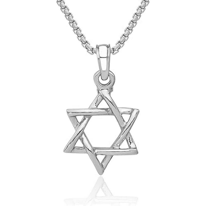 Curata 10k or 14k Yellow or White Gold Large Polished Jewish Star of David Necklace - 24x18mm - 14k - White