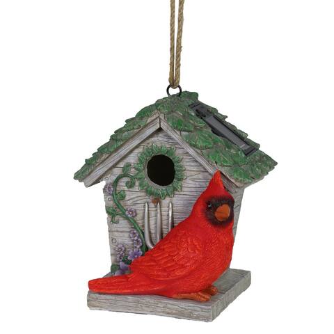 Exhart Solar Cardinal Hanging Bird House, 6 by 8 Inches