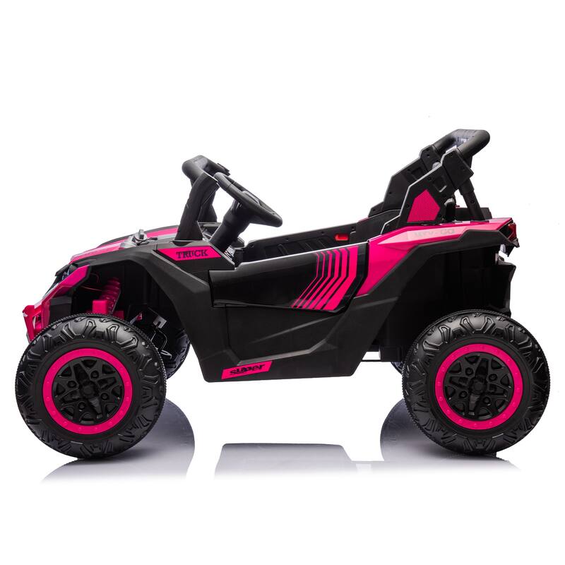 Electric Vehicle for Kids with Parent Remote Control, Ride on Car with Seat Belt, Pink Off-Road Vehicle with Battery Indicator
