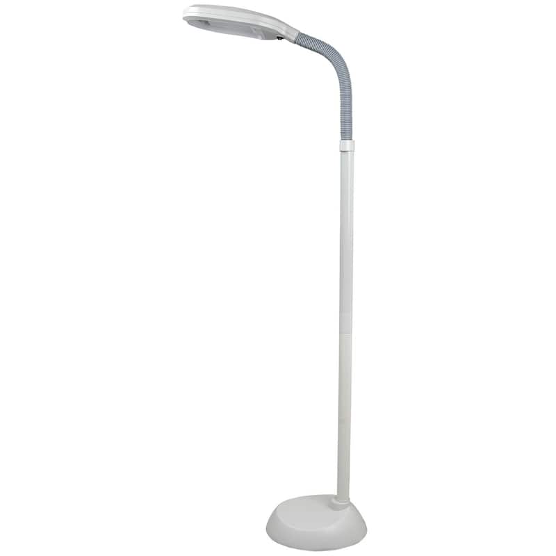 Adjustable Natural Daylight Floor Lamp with Bendable Neck - White