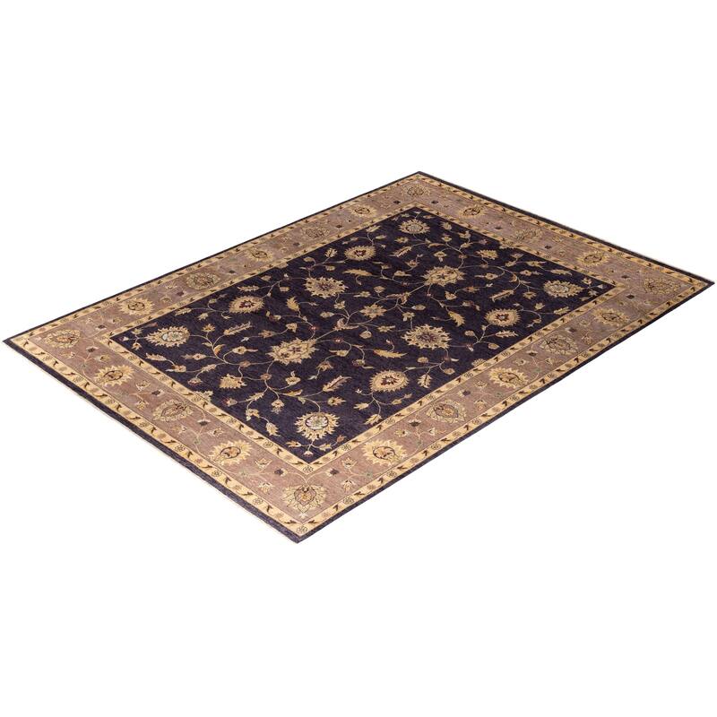 Oushak One-of-a-Kind Hand-Knotted Area Rug - Navy, 9' 0" x 12' 7" - 9' 0" x 12' 7"