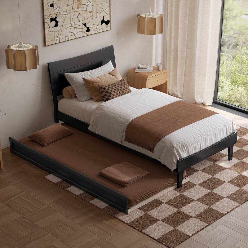 Phoenix Wood Platform Bed with Trundle