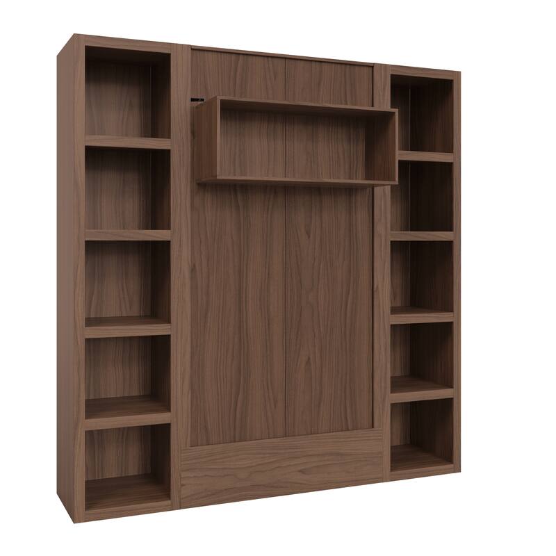 Easy-Lift Twin Murphy Wall Bed with Two Bookshelves
