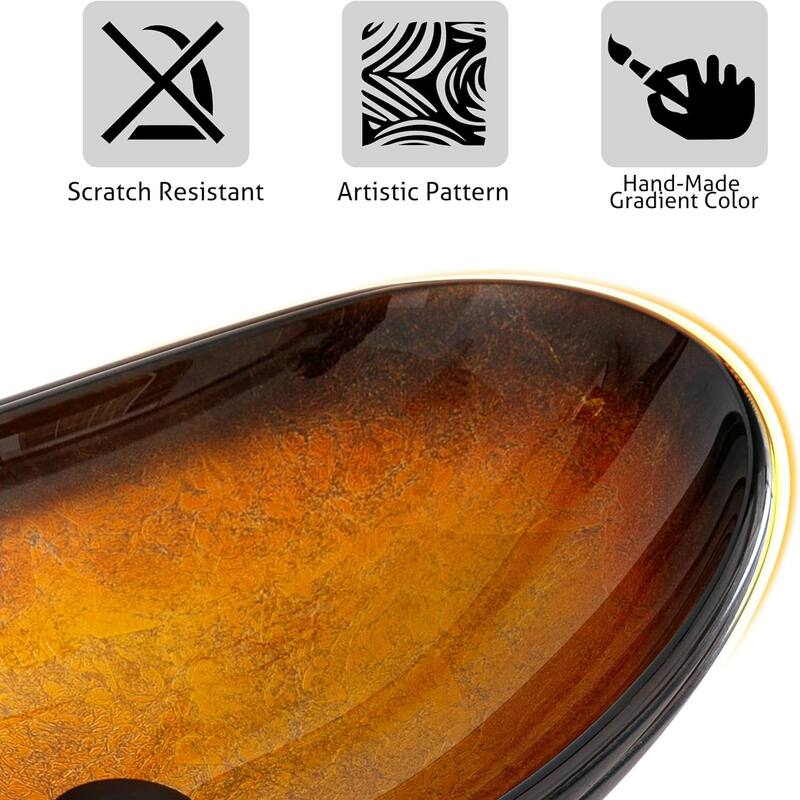 Eclife Artistic Vessel Sinks for Bathroom Vanity Tempered Glass Ceramic Basin