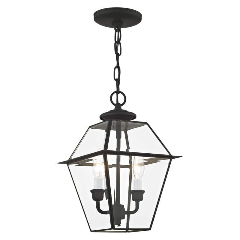 Livex Lighting 2-light Black Finish Outdoor Chain Lantern, 2285-04 - 9" SQ x 14" H