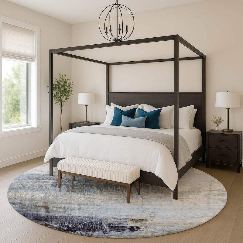 Premium Washable Super Soft Modern Prints Mayfield Rug - Sky - 8' x 8'