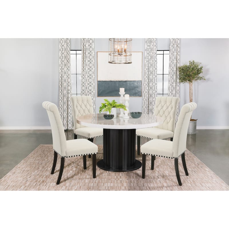 Belinda 5-piece Round Dining Set with Upholstered Chairs