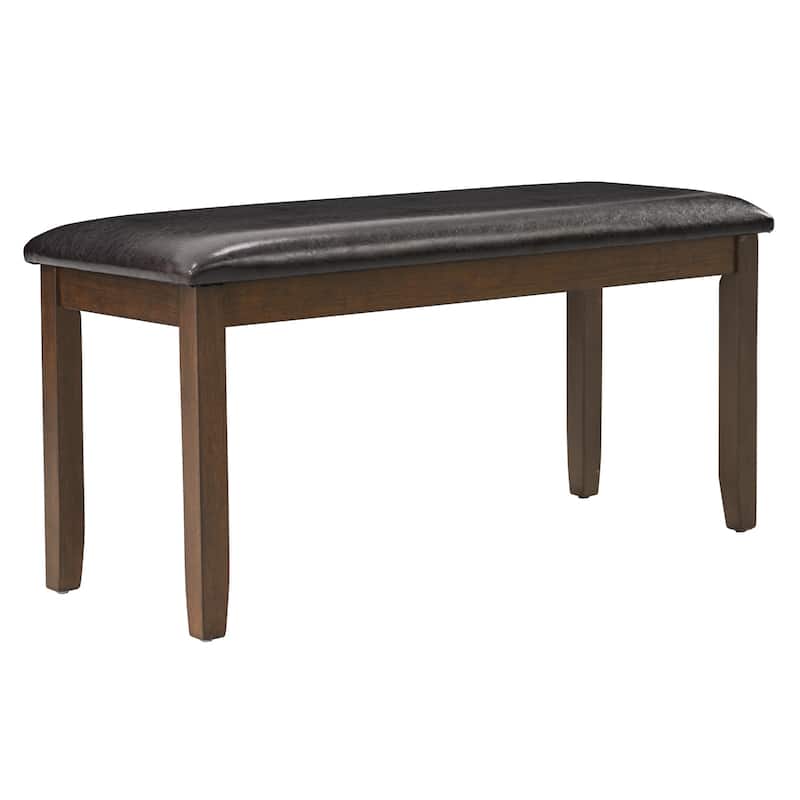 6 Piece Dining Table Set, Wooden Kitchen Table Chair Set with Rectangular Table, Bench and 4 Upholstered Chairs