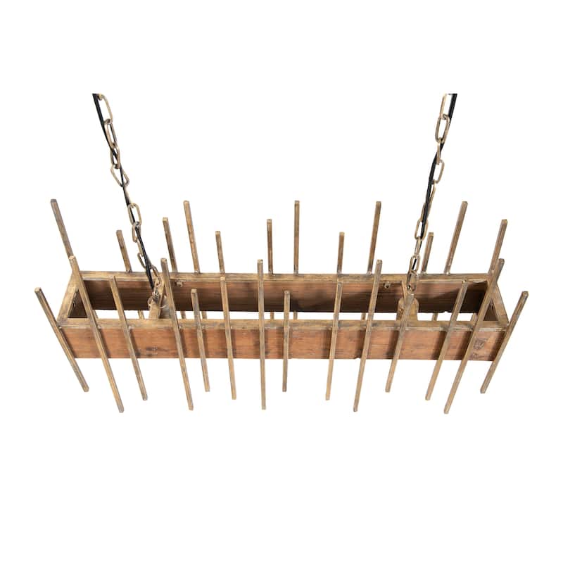 Rustic Wood and Metal Rod Chandelier