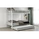 preview thumbnail 37 of 43, Twin over Twin Bunk Bed w/2 Side Ladder, Trundle and Guardrail, Modern Style Bunk Beds w/Slats, No Box Spring Required for Kids