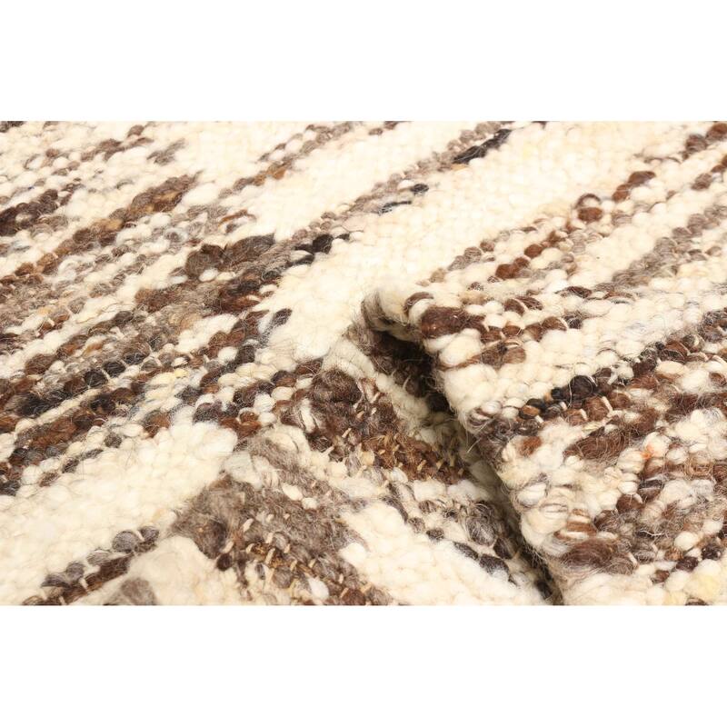 ECARPETGALLERY Braid weave Sienna Brown Wool Rug - 5'6 x 7'5