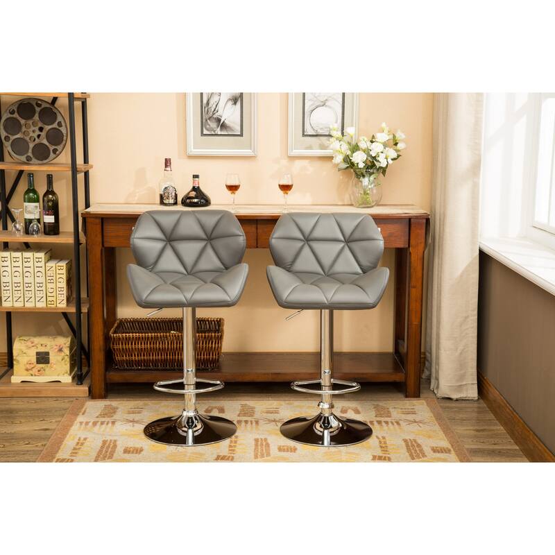 Contemporary Tufted Adjustable Height Bar Stools, Set of 2