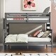 preview thumbnail 4 of 10, Gray Twin over Full Size Solid Wood Bunk Bed with Ladder & Fence