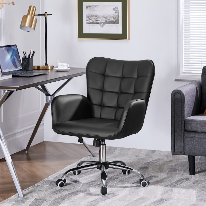 Yaheetech Faux Leather Desk Chair with Padded Armrests Modern Office Chair