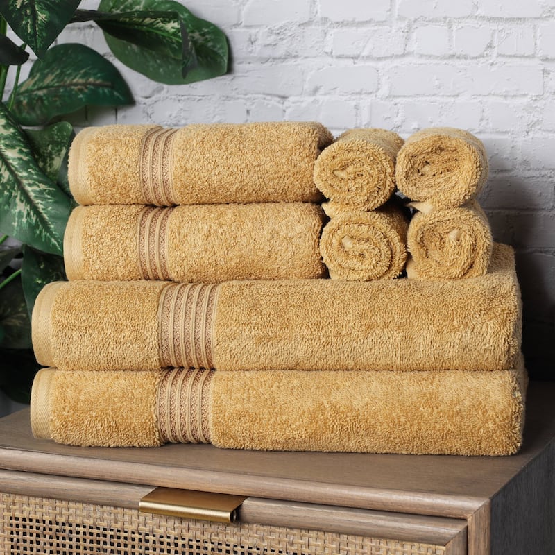 Superior Heritage Egyptian Cotton Absorbent 8-Piece Towel Set - Gold