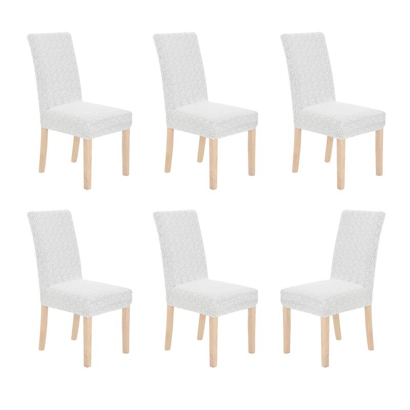 Stretch Jacquard Spandex Chair Covers 6 Pieces - 18x18x24 Inch - White