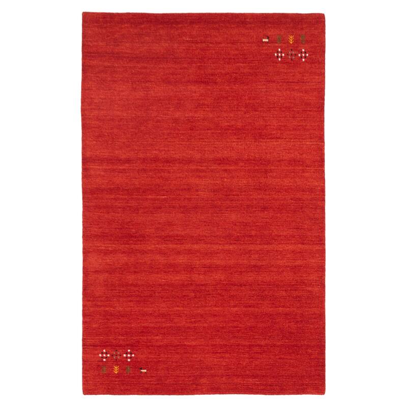 ECARPETGALLERY Hand Loomed Kashkuli Gabbeh Red Wool Rug - 5'0 x 7'9