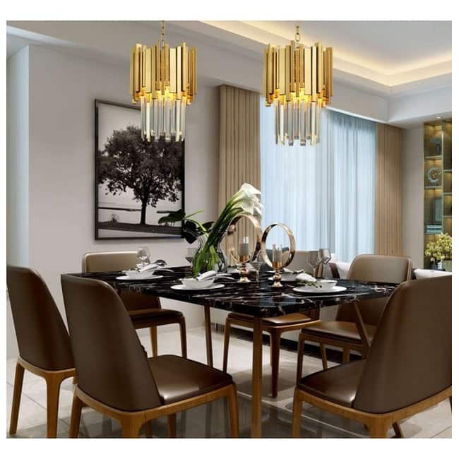 Gold Plated Kitchen Island Dining Entry Crystal Chandelier Pendant 12"