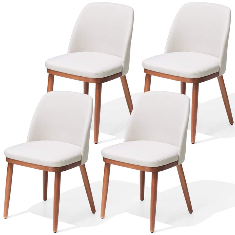 Crestlive Products Upholstered Wood Dining Chairs with Wood Legs - Beige - 4PC
