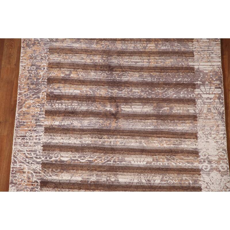 Modern Striped Abstract Accent Rug Wool Carpet - 4'0"x 6'0"