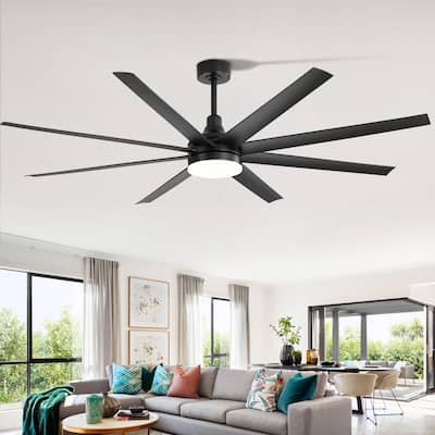 72-in Black Color-changing Integrated LED Indoor Ceiling Fan with Light and Remote (8-Blade)