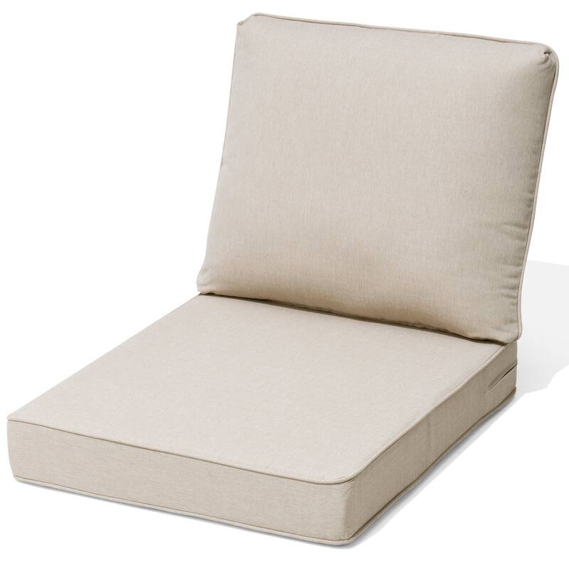 27.6 in W * 24.4 in D Outdoor Patio Deep Seat Cushion Chair Set - PUTTY - 1PC