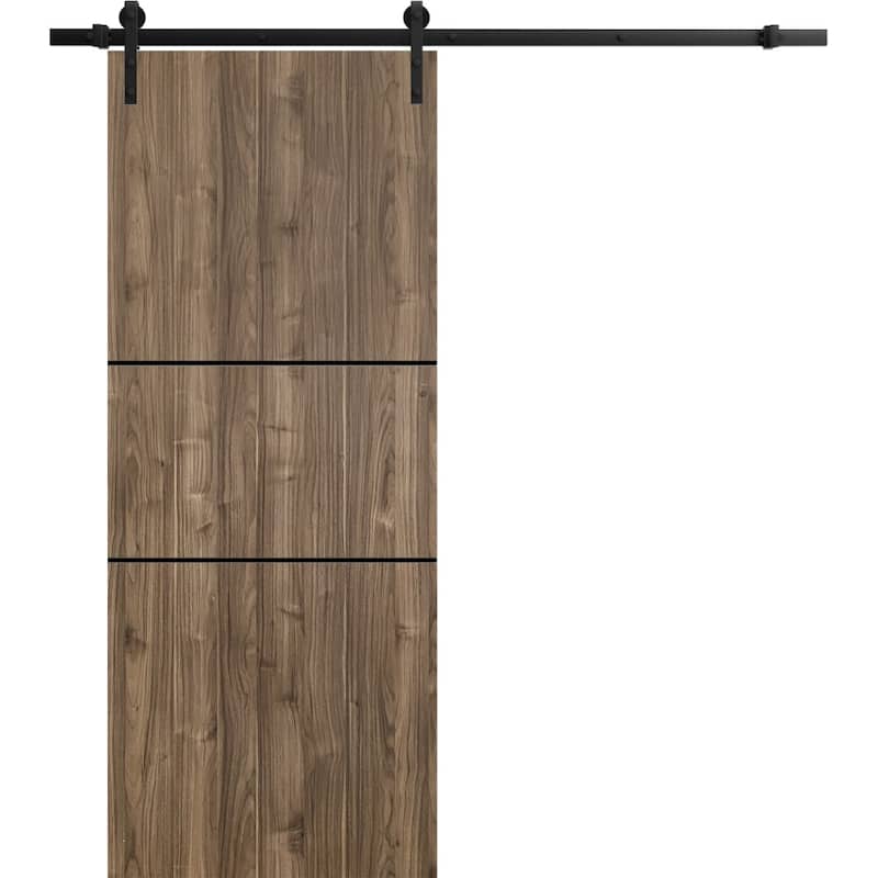 Sturdy Barn Door 36 x 80 Planum 0014 Walnut with 6.6FT - 36" x 80"