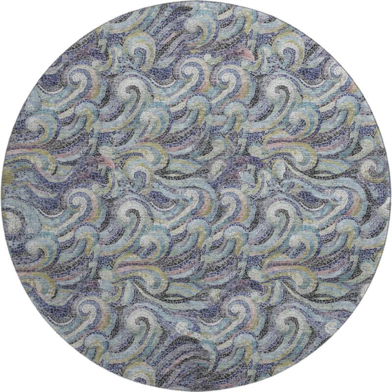 Premium Washable Super Soft Contemporary Mosaic Wave Mayfield Rug
