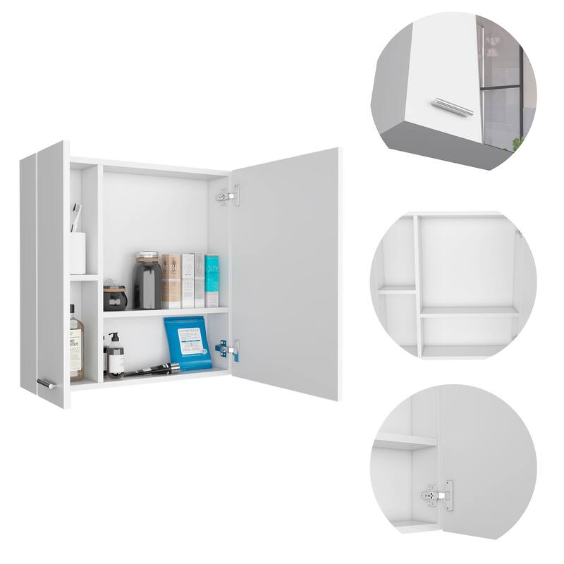 Medicine Cabinet with Four Internal Shelves and Double Doors- Space-Saving Wall-Mounted
