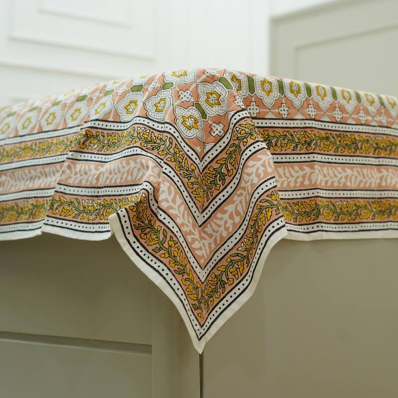 Fabdivine Handmade Block Print Flat Sheet or Bed Sheet Cotton Fabric Floral Home Decor