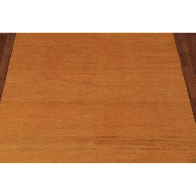 Orange Yellow Modern Gabbeh Oriental Area Rug Hand-Knotted Wool Carpet - 5'3" x 8'1"