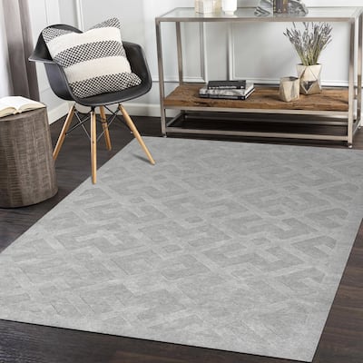 Overton Handmade Modern Contemporary Solid Indoor-Outdoor Area Rug