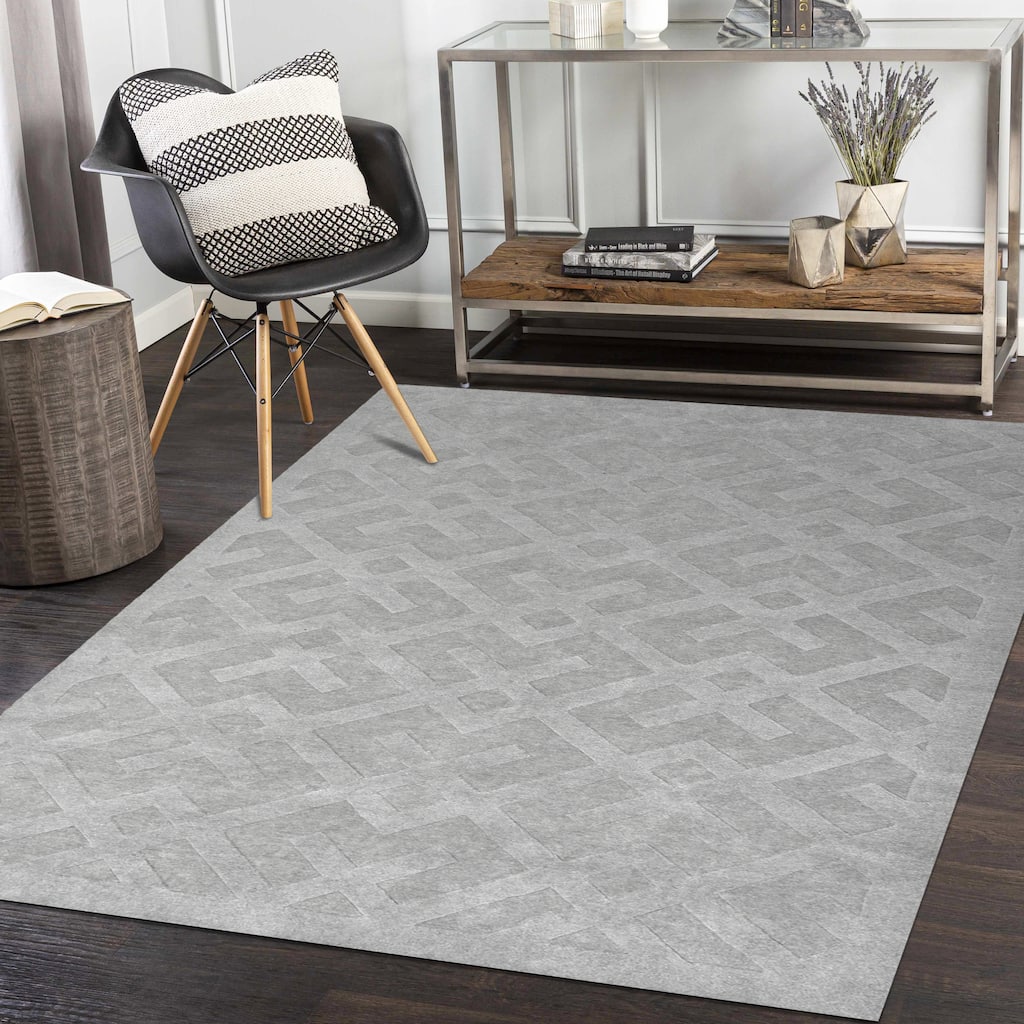 Overton Handmade Modern Contemporary Solid Indoor-Outdoor Area Rug