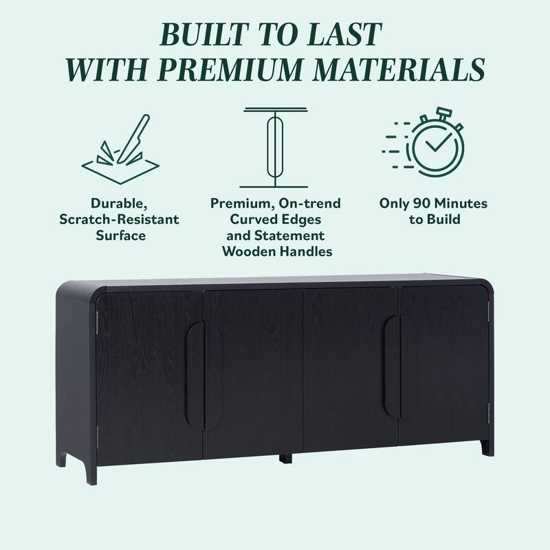 Middlebrook Modern Curved 70-inch Buffet Sideboard and TV Stand