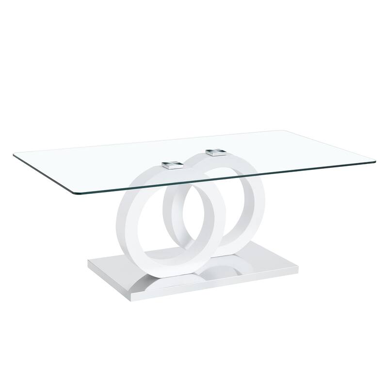 Contemporary Style Glass-Top Mdf Coffee Table With Base